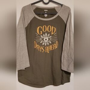 Graphic Raglan Sleeve Shirt with Positive Message
